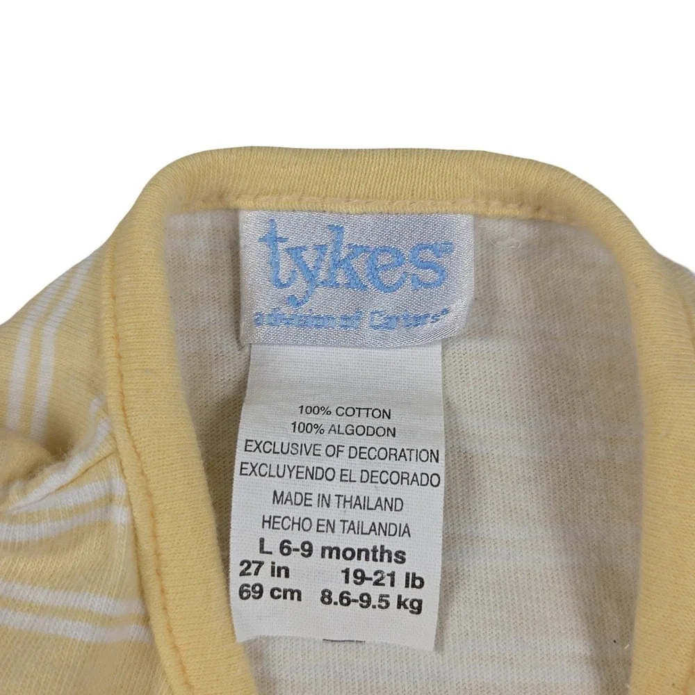 Vintage Tykes by Carters Yellow Striped Duck Footed Sleeper 6-9 Months Snaps